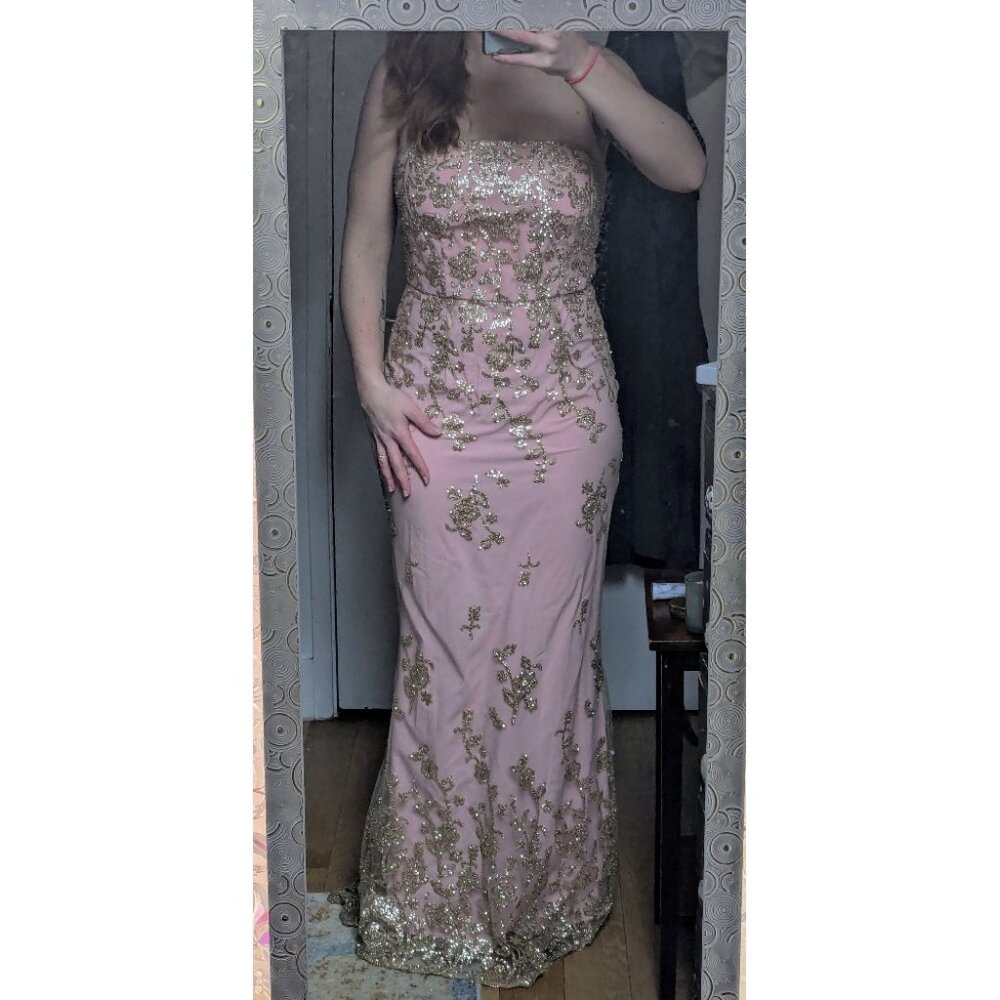 Minuet pink and glitter gold formal